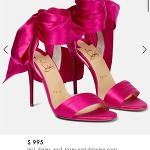 Christian Louboutin Pink Satin Bow Heels